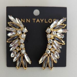 Ann Taylor Gold-Tone Crystal Wing Earrings - Clear and Pink Crystals